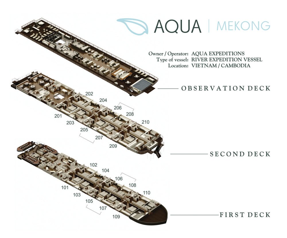 Aqua-Mekong River River Cruise Deckplan